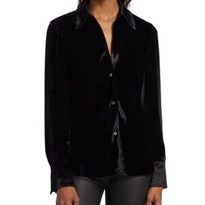 Vince Velvet Black Button Down Blouse